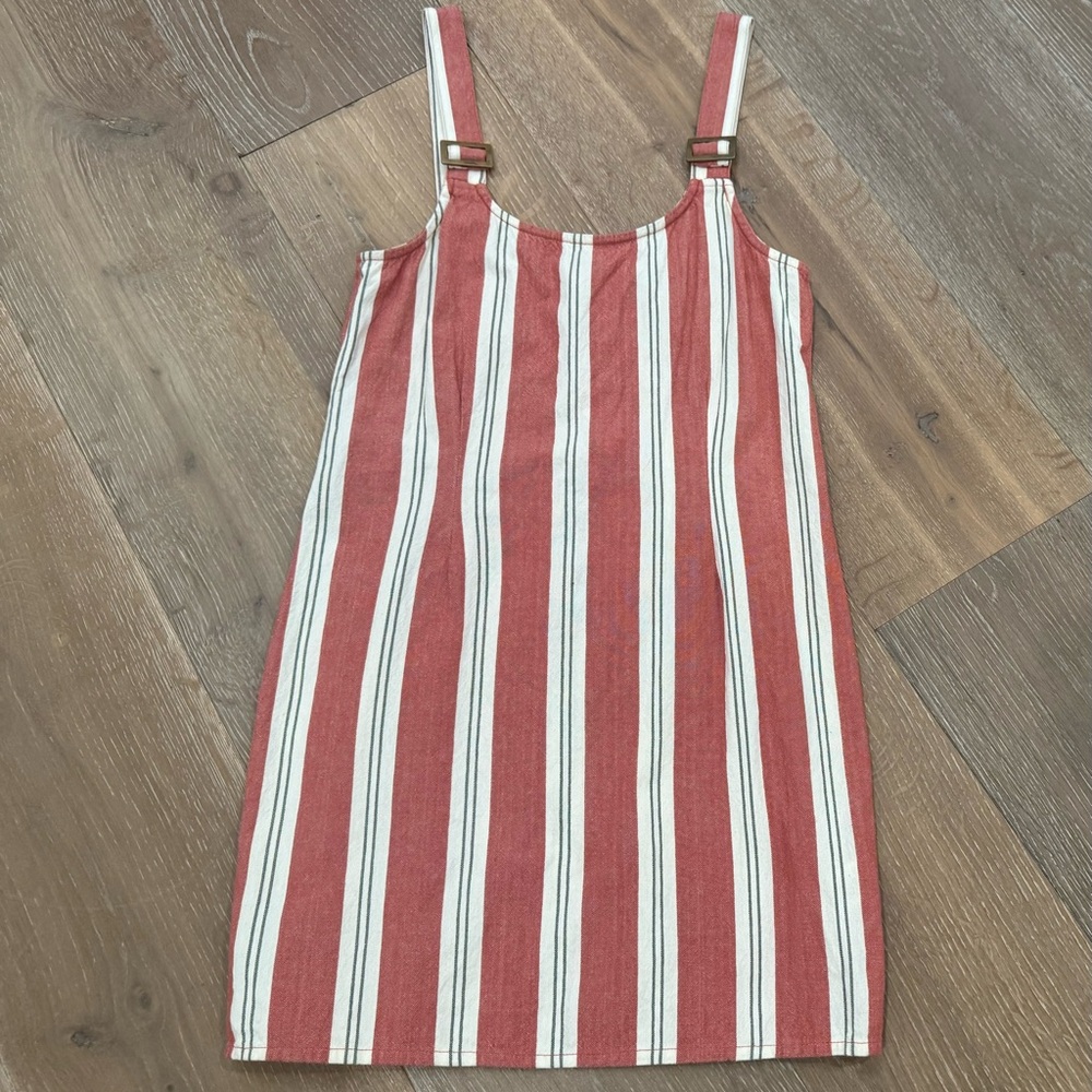 Derek Heart Red and White Striped Overall Style Mini Dress